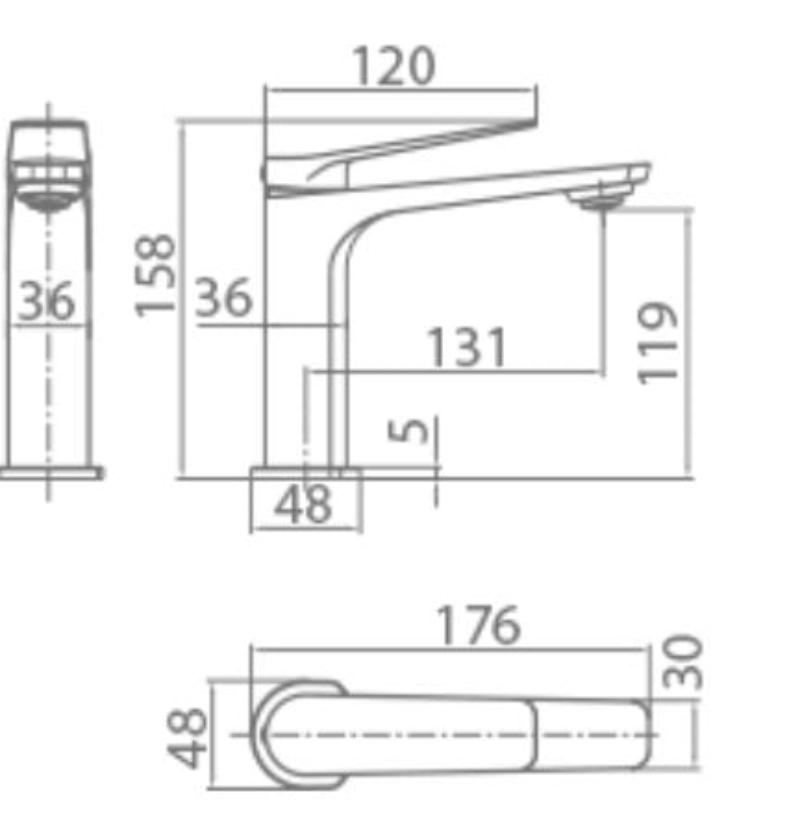 Monomando lavabo Negro Mate serie Napoles