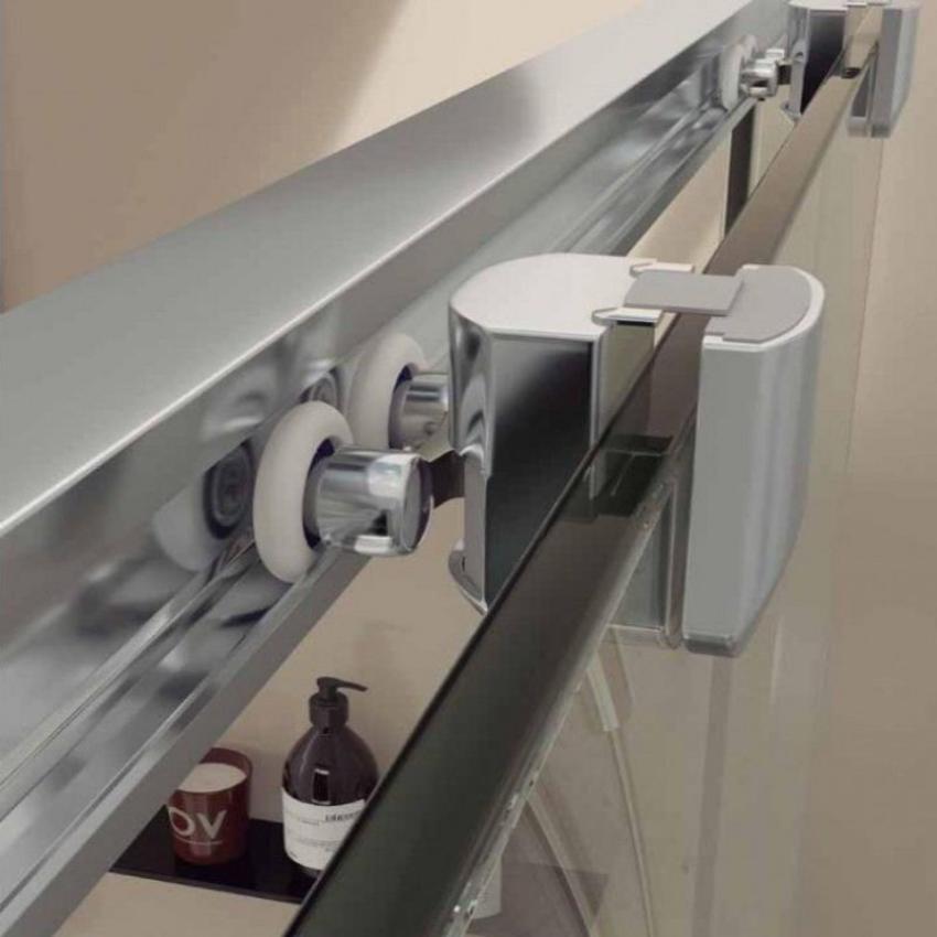 MAMPARA FRONTAL F2 - 2 Fijos + 2 Correderas PERFIL Negro