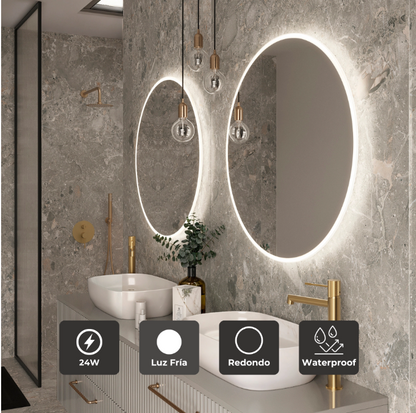 ESPEJO BAÑO REDONDO LED, MOD. BELGICA