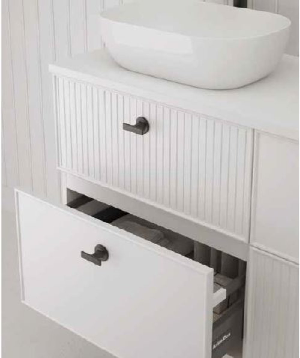 MUEBLE BAÑO 120 CM- 4 CAJONES + ENCIMERA ´+ 2 LAVABOS Mod. Blanca