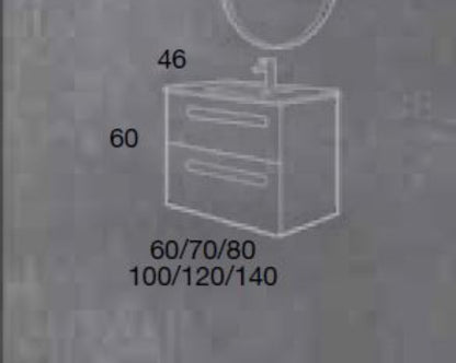 MUEBLE BAÑO 2 CAJONES + LAVABO BAJO ENCIMERA MOD PARIS