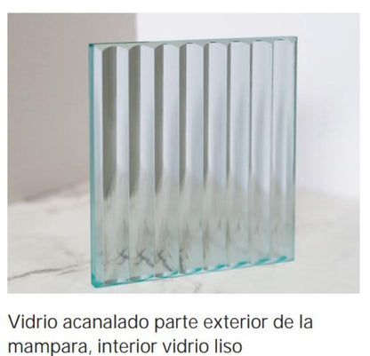 MAMPARA DUCHA FIJA ENMARCADO NEGRO VIDRIO ACANALADO