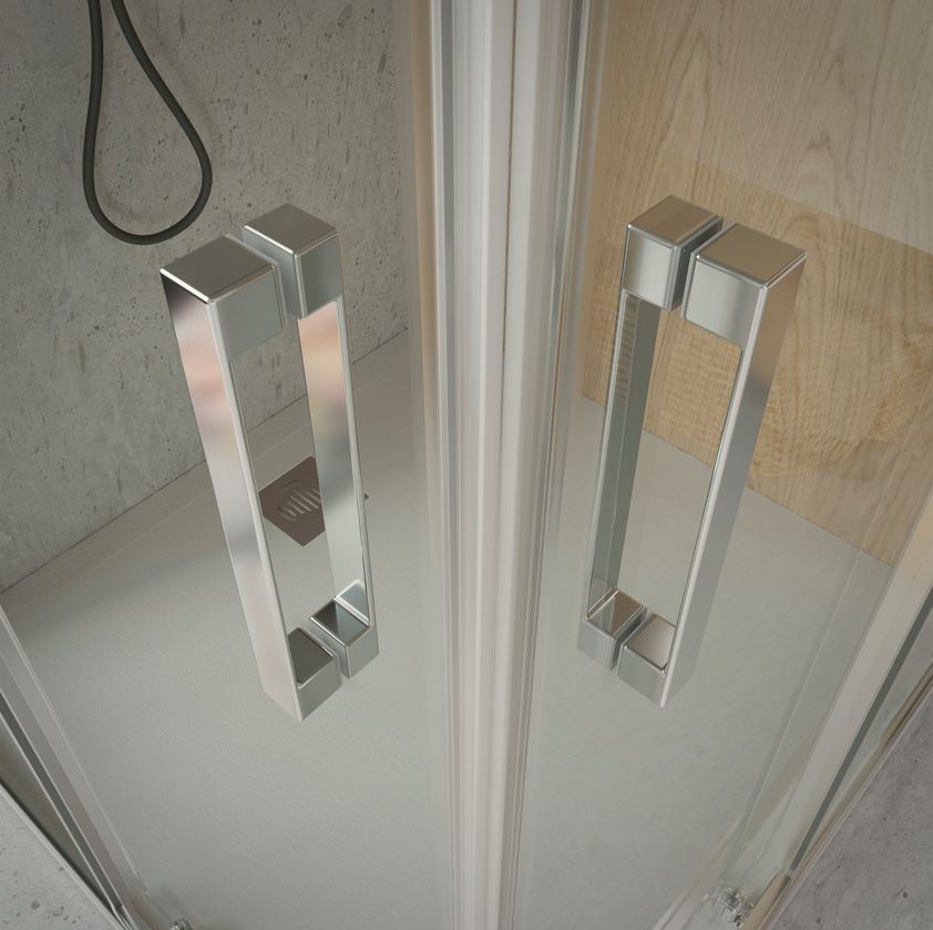 MAMPARA DE DUCHA ANGULAR CROMO F2 - ANTI-CAL  2 FIJOS + 2 CORREDERAS