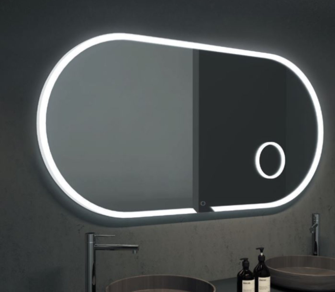 ESPEJO BAÑO OVALADO LUZ LED, ESPEJO DE AUMENTO 3X, MOD. INDIANA