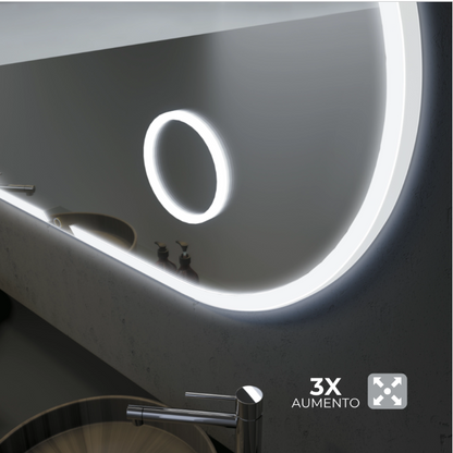ESPEJO BAÑO OVALADO LUZ LED, ESPEJO DE AUMENTO 3X, MOD. INDIANA