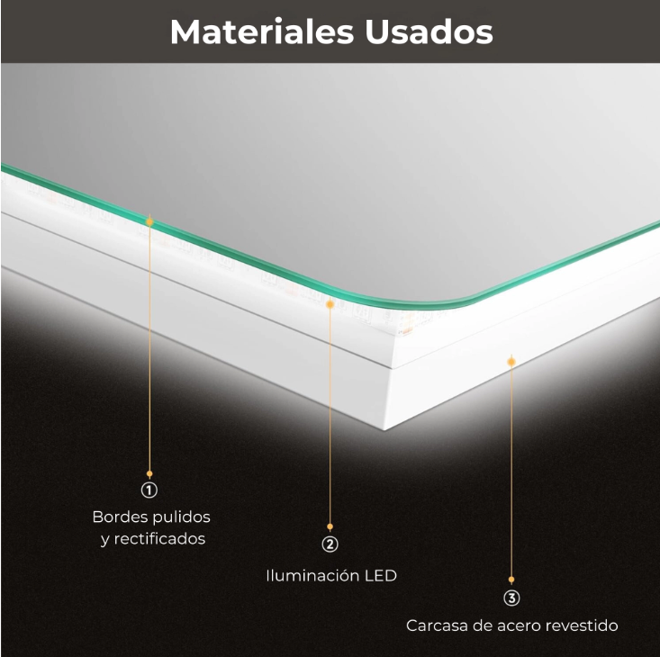 ESPEJO BAÑO OVALADO LUZ LED, ESPEJO DE AUMENTO 3X, MOD. INDIANA