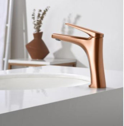 Monomando lavabo oro rosa cepillado serie Delos