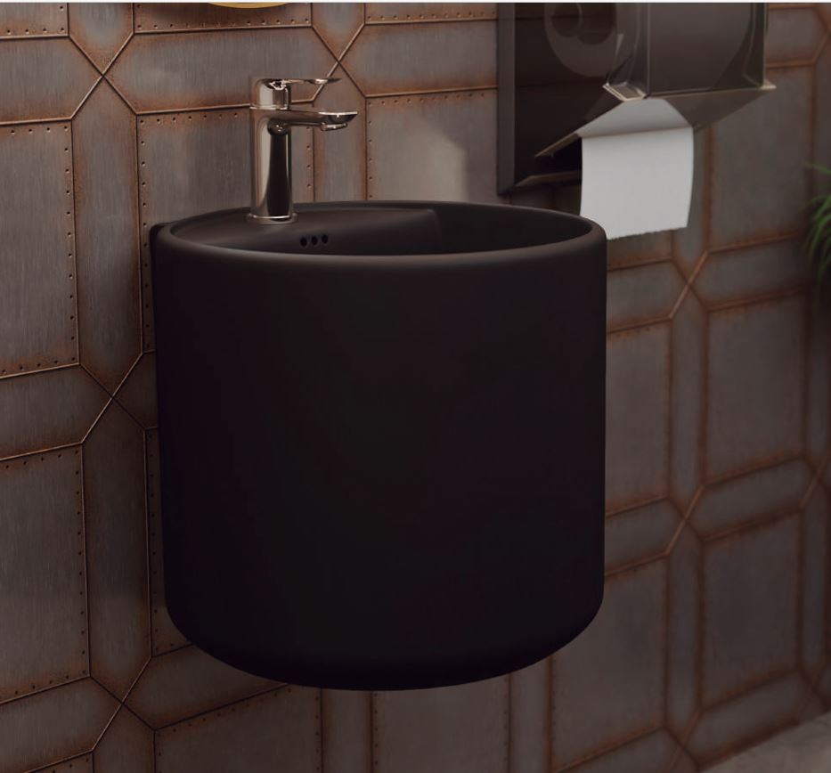 Lavabo Suspendido de Cerámica Negro Mate –LEVI  Diseño Moderno y Elegante
