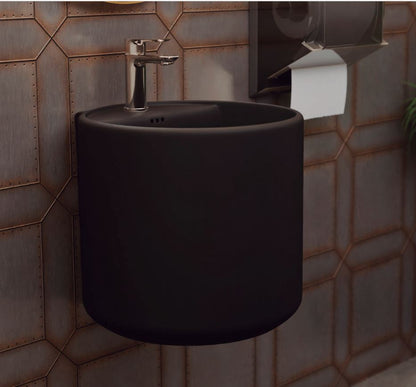 Lavabo Suspendido de Cerámica Negro Mate –LEVI  Diseño Moderno y Elegante
