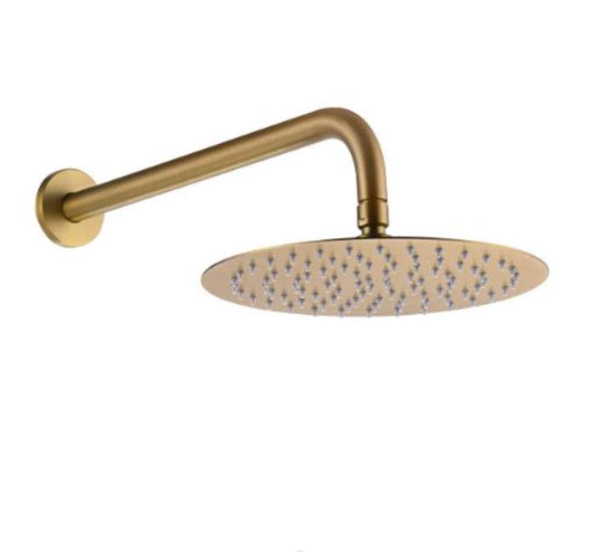 Conjunto de ducha empotrada termostático oro cepillado serie Nápoles