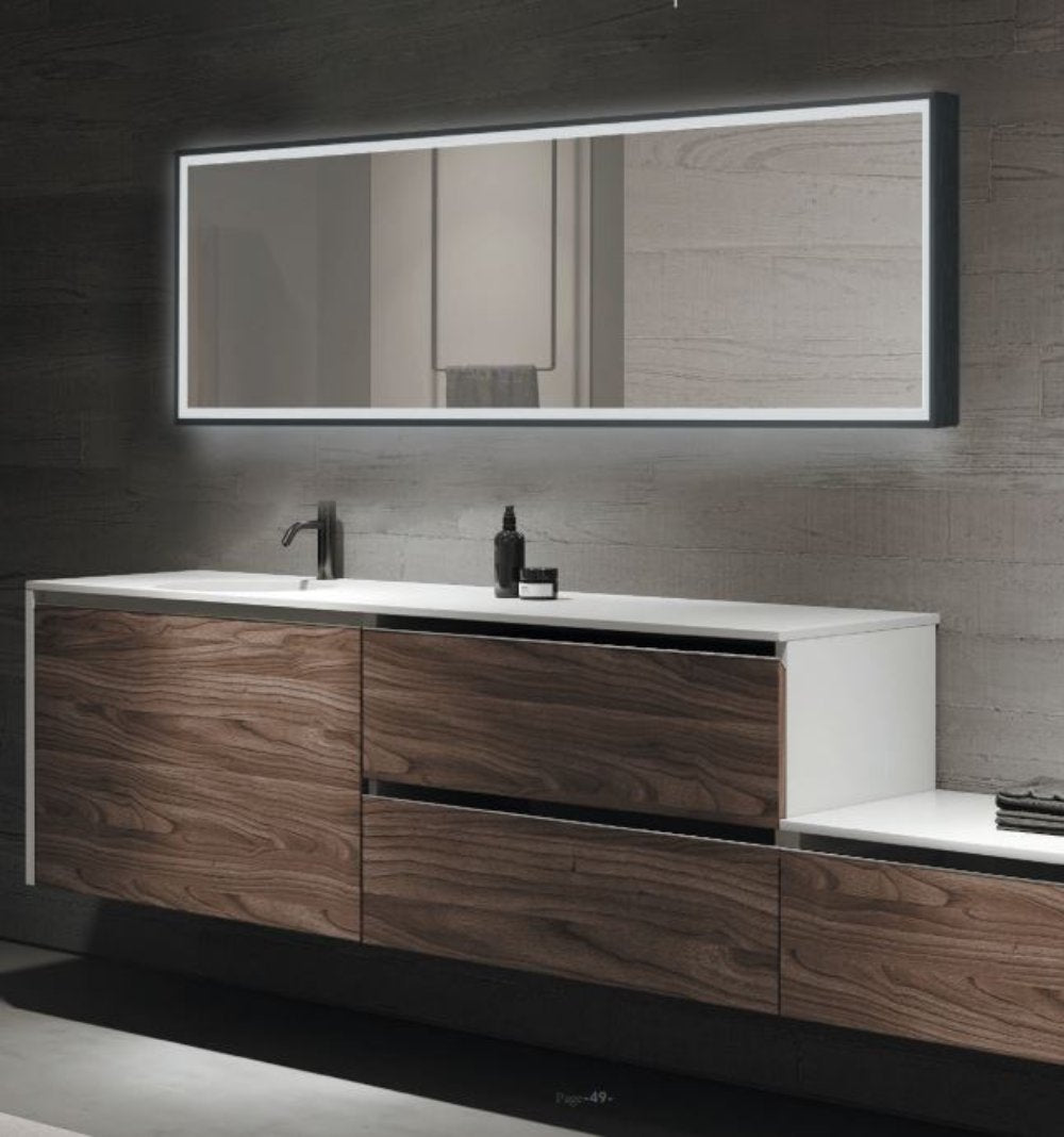 ESPEJO BAÑO RECTANGULAR LED, ORO CEPILLADO-ORO ROSA-NEGRO MOD. NEW YORK