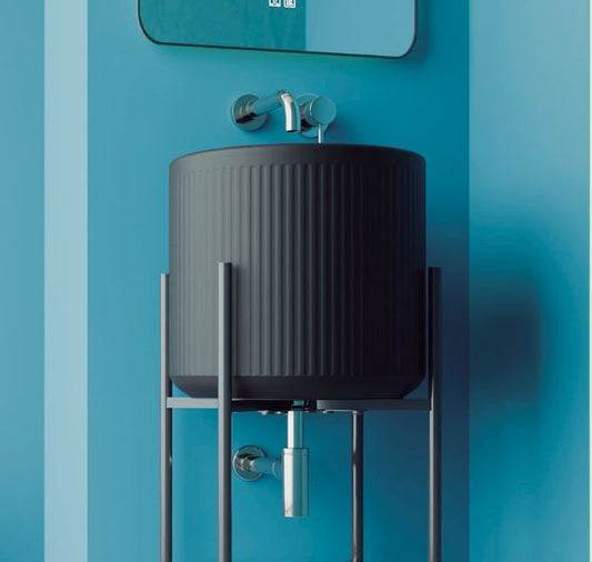 Lavabo Suspendido de Cerámica Negro Mate –OBA  Diseño Moderno y Elegante