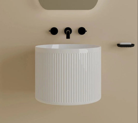 Lavabo Suspendido de Cerámica Blanco Brillo –OBA  Diseño Moderno y Elegante