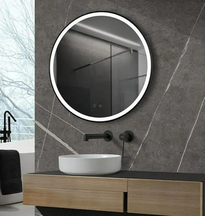 ESPEJO BAÑO REDONDO LED, MARCO NEGRO MATE, ORO ROSA, ORO CEPILLADO-MOD. PARIS