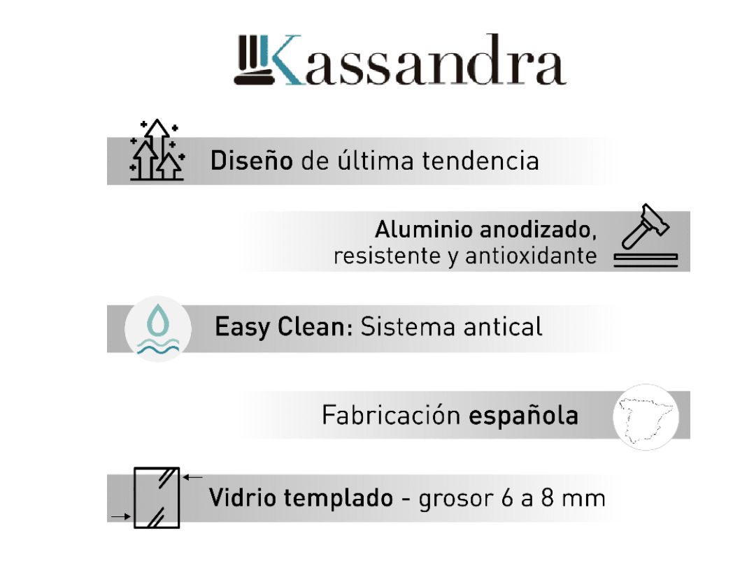 MAMPARA DE DUCHA  FRONTAL PAVIA Negro, Cromo, Oro Cepillado
