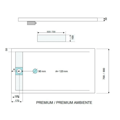 PLATO DE DUCHA PREMIUM GRAFITO ANCHO 90