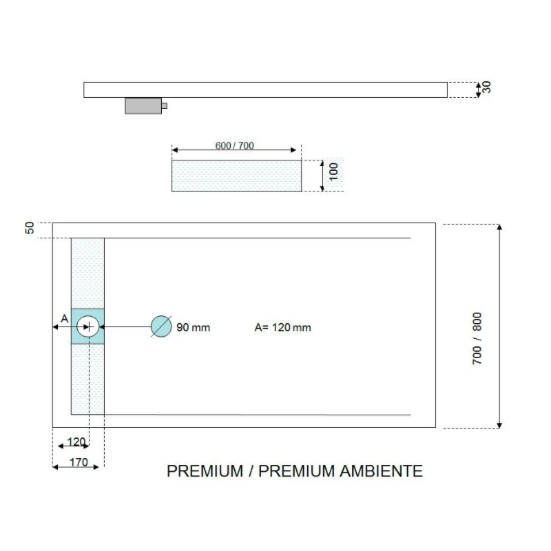 PLATO DE DUCHA PREMIUM BLANCO ANCHO 100