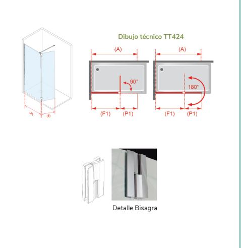 MAMPARA DUCHA FIJA + ABATIBLE NEGRO MATE MOD. TUTTI