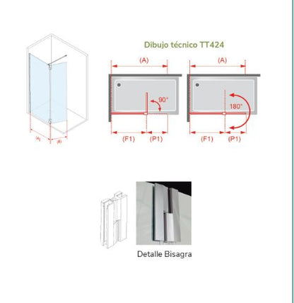 MAMPARA DUCHA FIJA + ABATIBLE NEGRO MATE MOD. TUTTI
