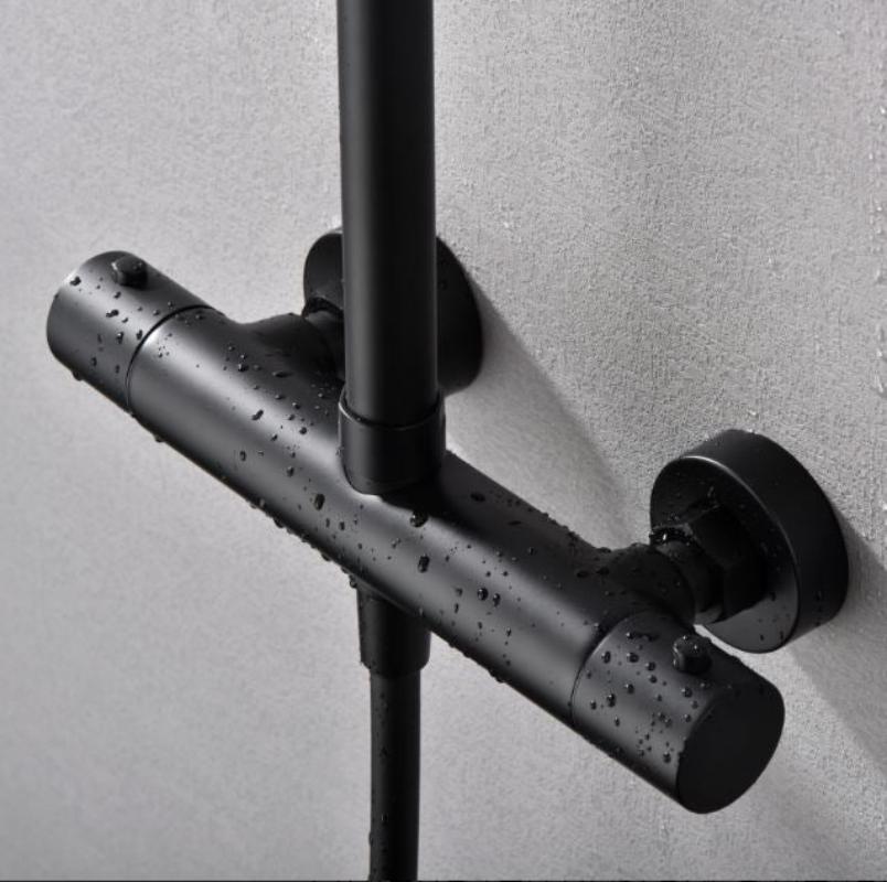Barra de ducha Termostática negro mate serie Monza