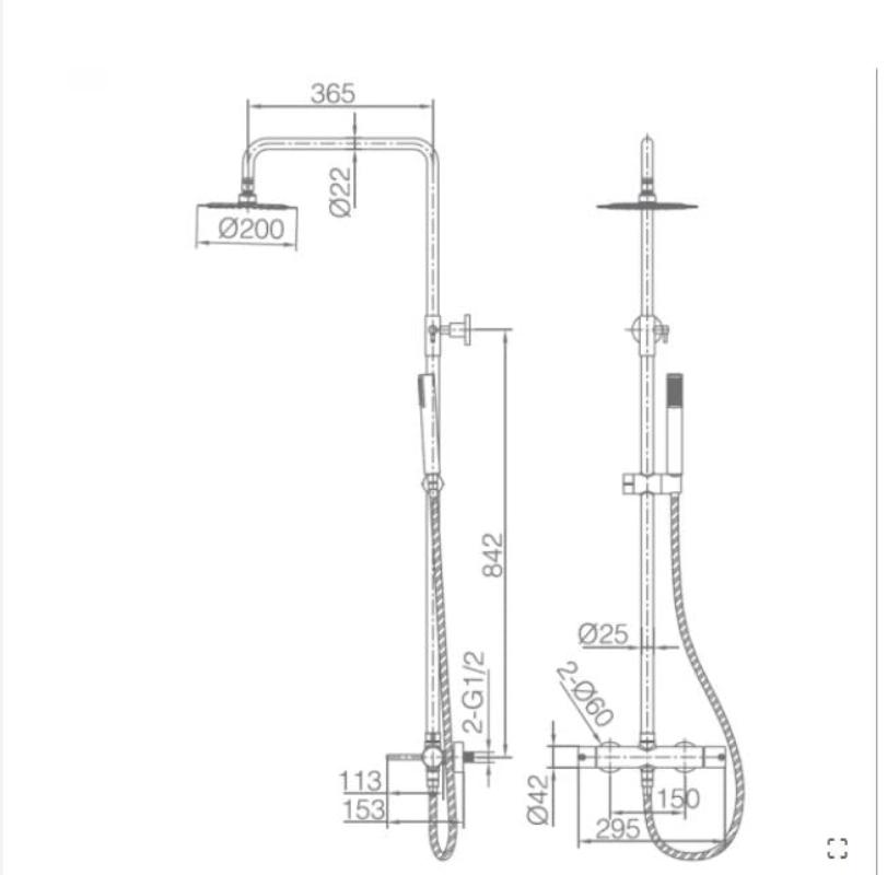 Barra de ducha Termostática negro mate serie Monza