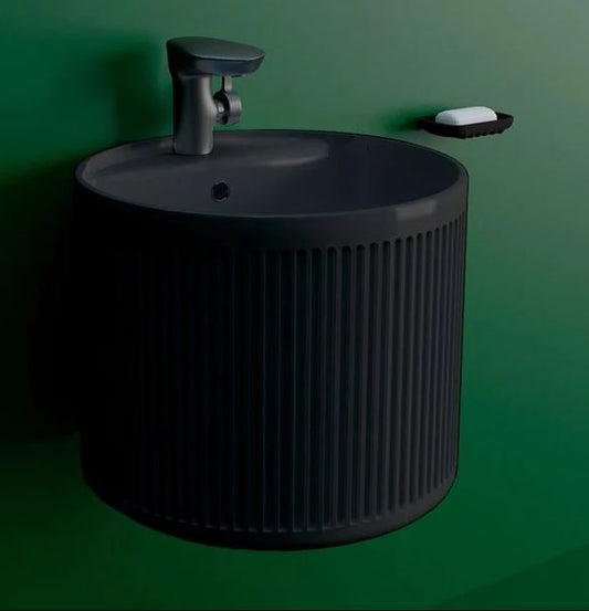Lavabo Suspendido de Cerámica Negro Mate – BECA Diseño Moderno y Elegante