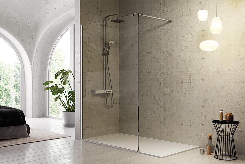 MAMPARA DUCHA FIJA FRESH PLATA BRILLO