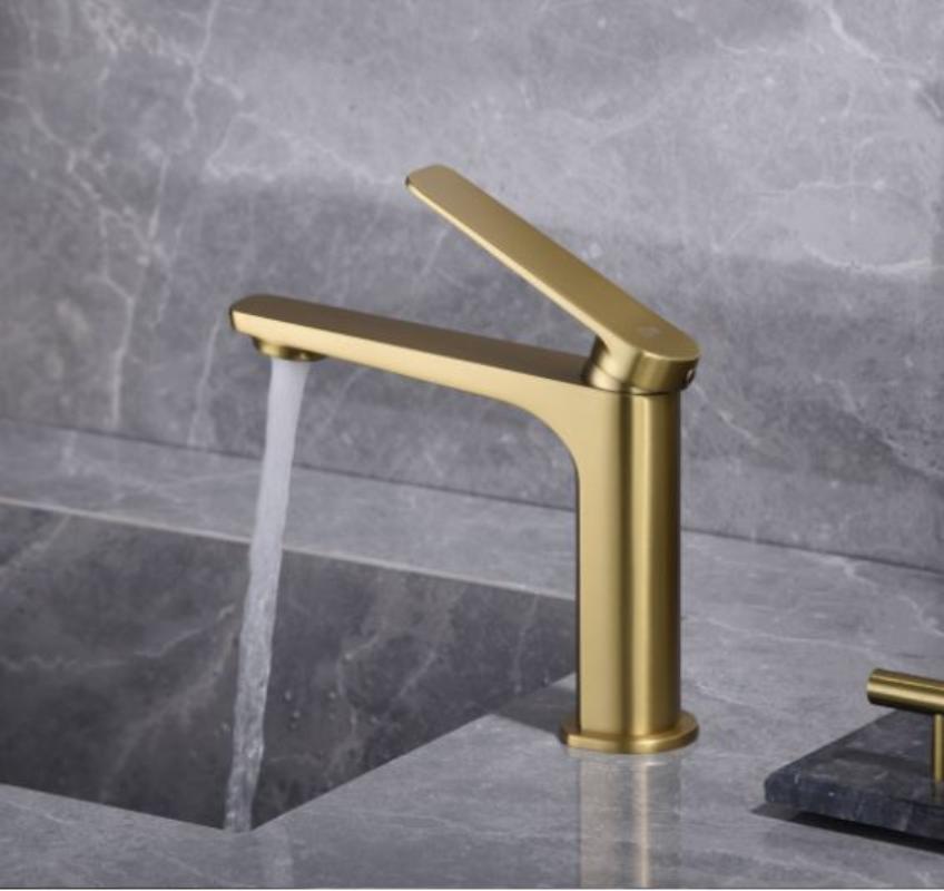 Monomando lavabo Oro Cepillado serie Napoles