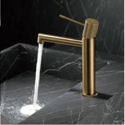 Monomando de lavabo oro cepillado serie Line