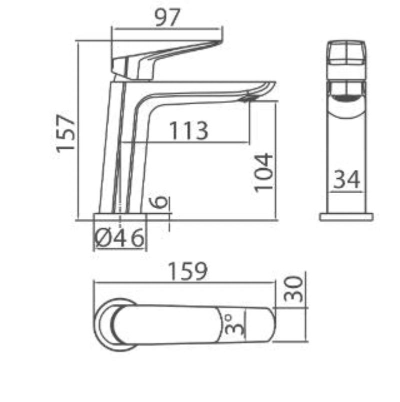 Monomando de lavabo negro mate serie Belgica
