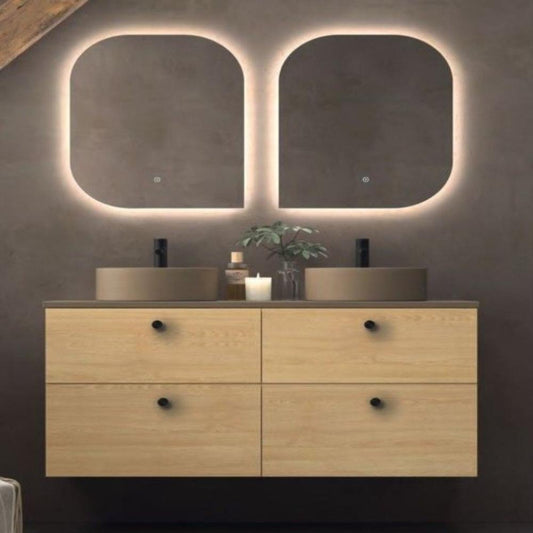 MUEBLE BAÑO  SUSPENDIDO - 4 CAJONES + ENCIMERA + 2 LAVABOS sobre encimera Mod. Carmen