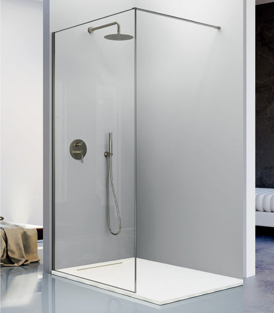 MAMPARA DUCHA FIJA FRESH ARENA GUN METAL  - VIDRIO 8MM