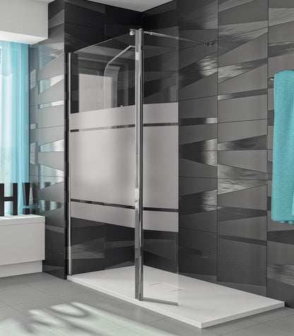 MAMPARA DUCHA FIJA + ABATIBLE ACERO INOX MOD. S300