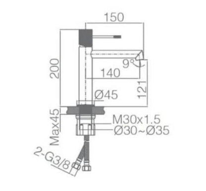 Monomando de lavabo black gun metal serie Line